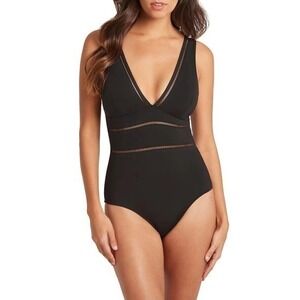 Sea Level Women's Night Sky Size 10 Spliced V-Neck One-Piece Swimsuit